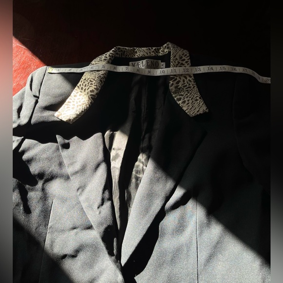 Veleno Elegant Women's black jacket blazer with leopard collar Size M - Picture 9 of 9